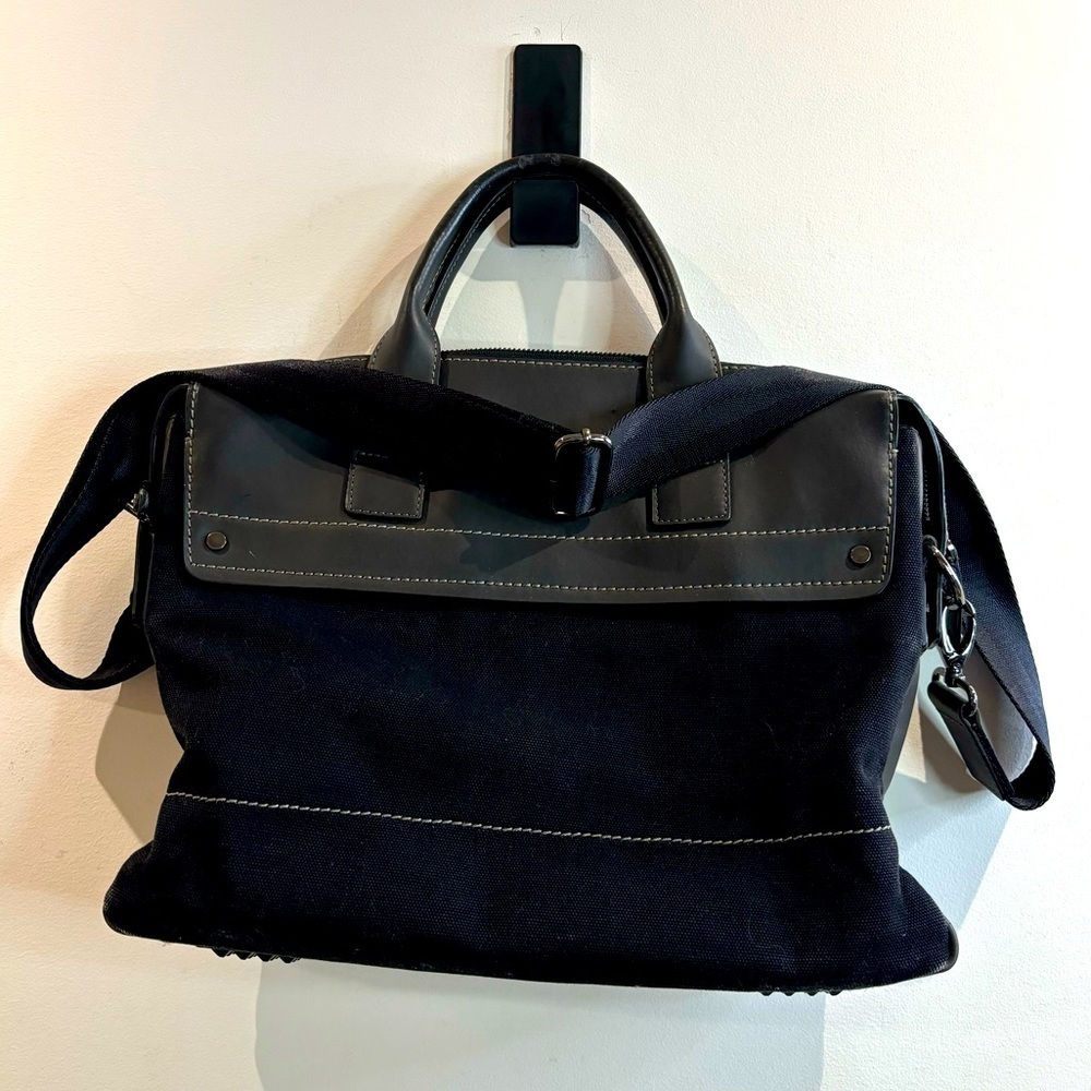 DANIER Canvas and Leather Multiple Pockets Shoulder Strap Laptop Messenger Bag